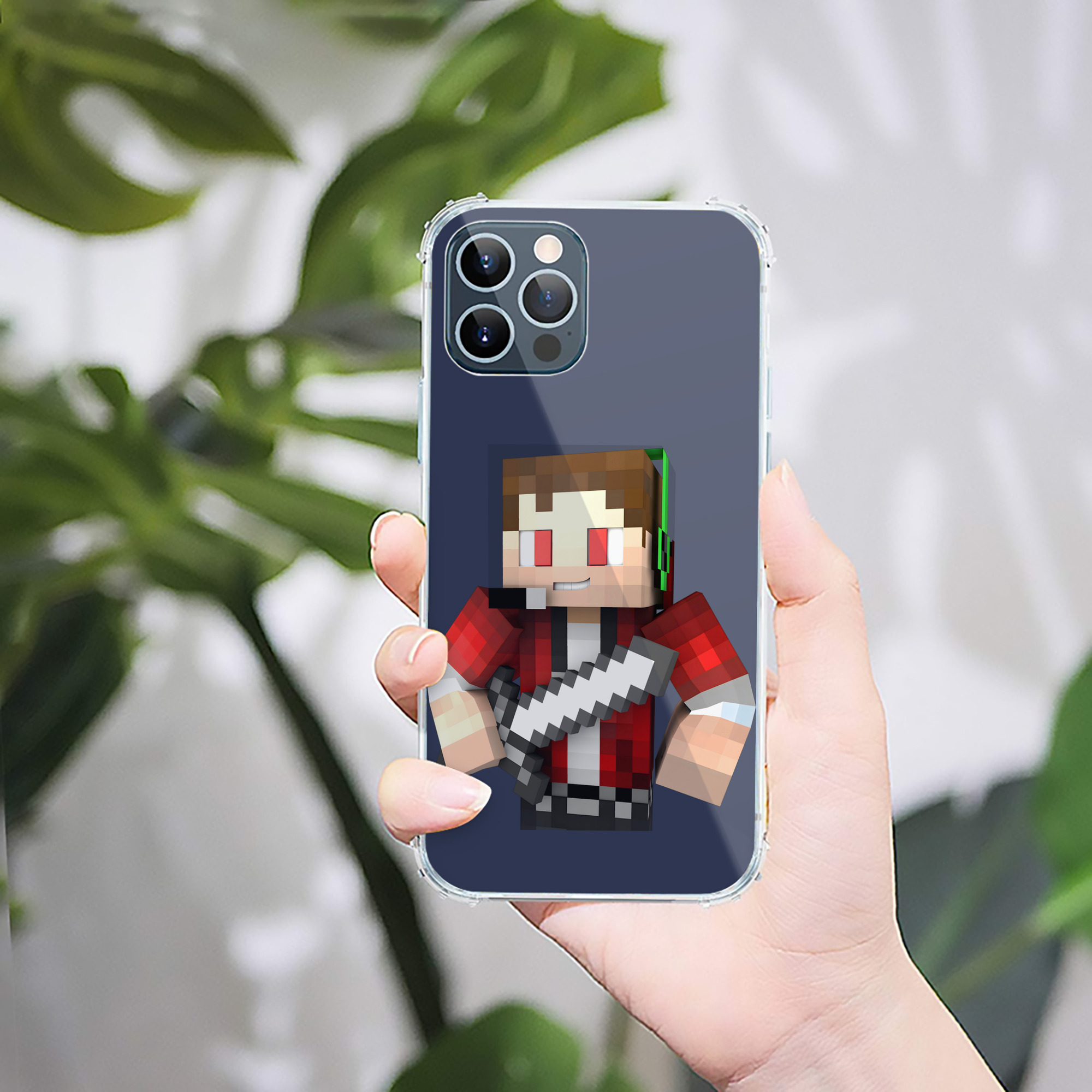 （画像用） マインクラフト ブロックの世界 Minecraft MC Block world 【iPhone 12シリーズ対応】透明スマホケース（クリアソフトケース）
